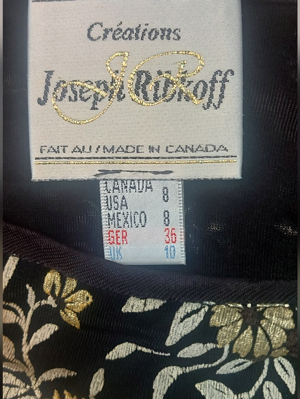Black Gold Floral Tunic Size 8 — Quiet Luxury / Evening Chic - Picture 6 of 13